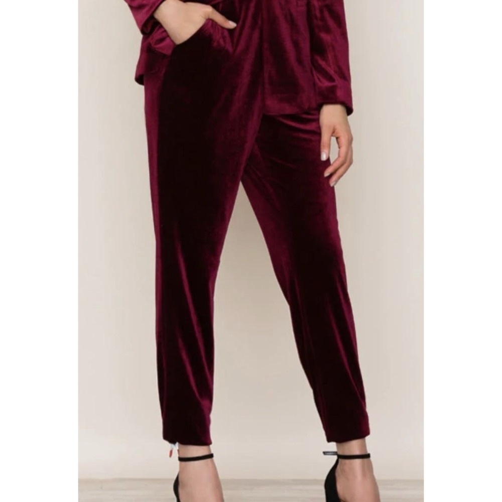 NWT Yumi Kim City Slicker Velvet Pants Burgundy Straight Leg Classic‎ Luxury XS